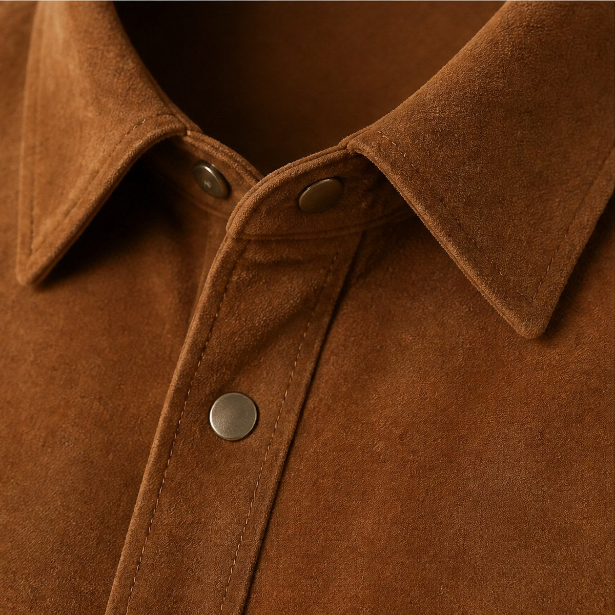Alba Suede Shirt Jacket — Tobacco