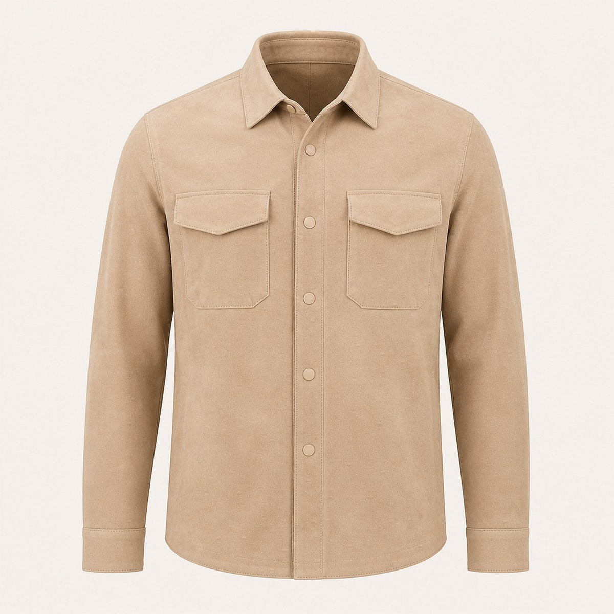 Alba Suede Shirt Jacket — Sand