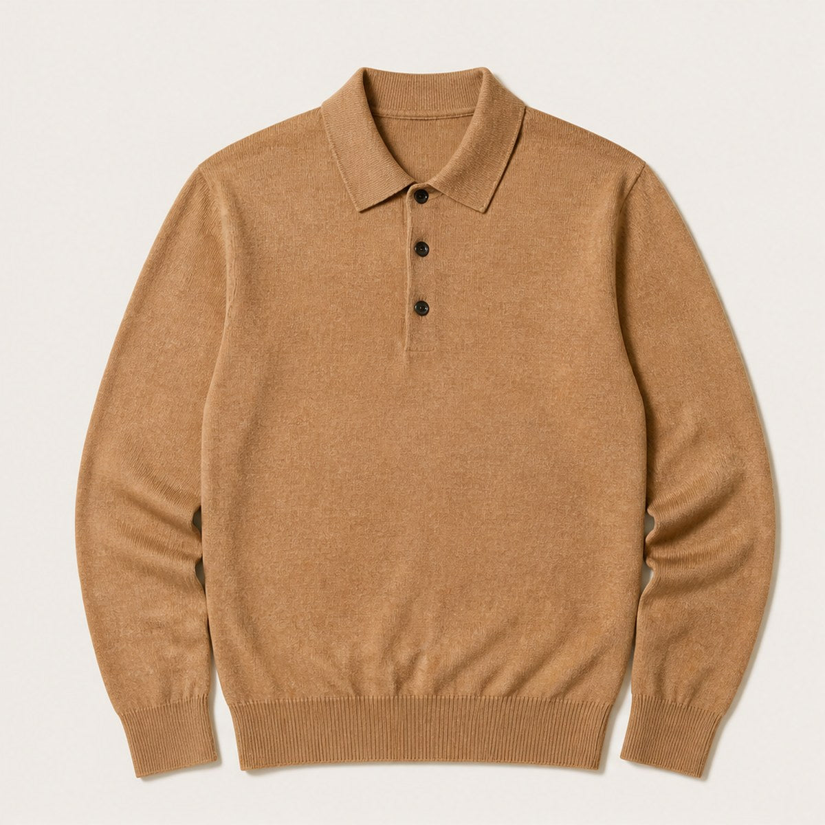 Como Long Sleeve Knit Polo — Camel