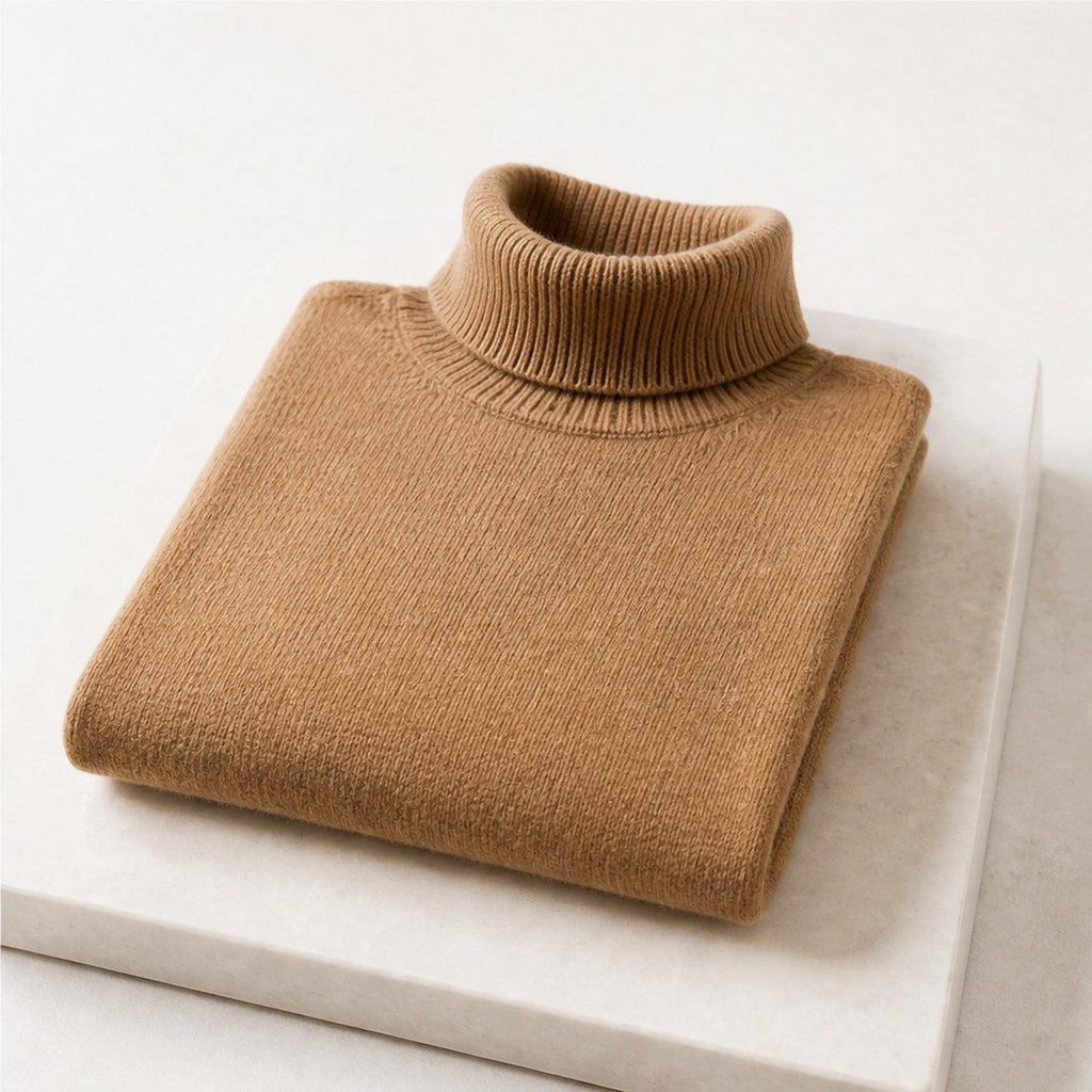 Cortina Cashmere Roll Neck — Camel
