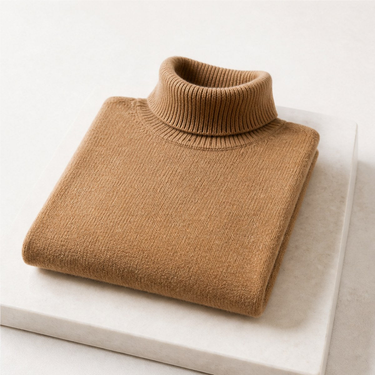 Cortina Cashmere Roll Neck — Camel
