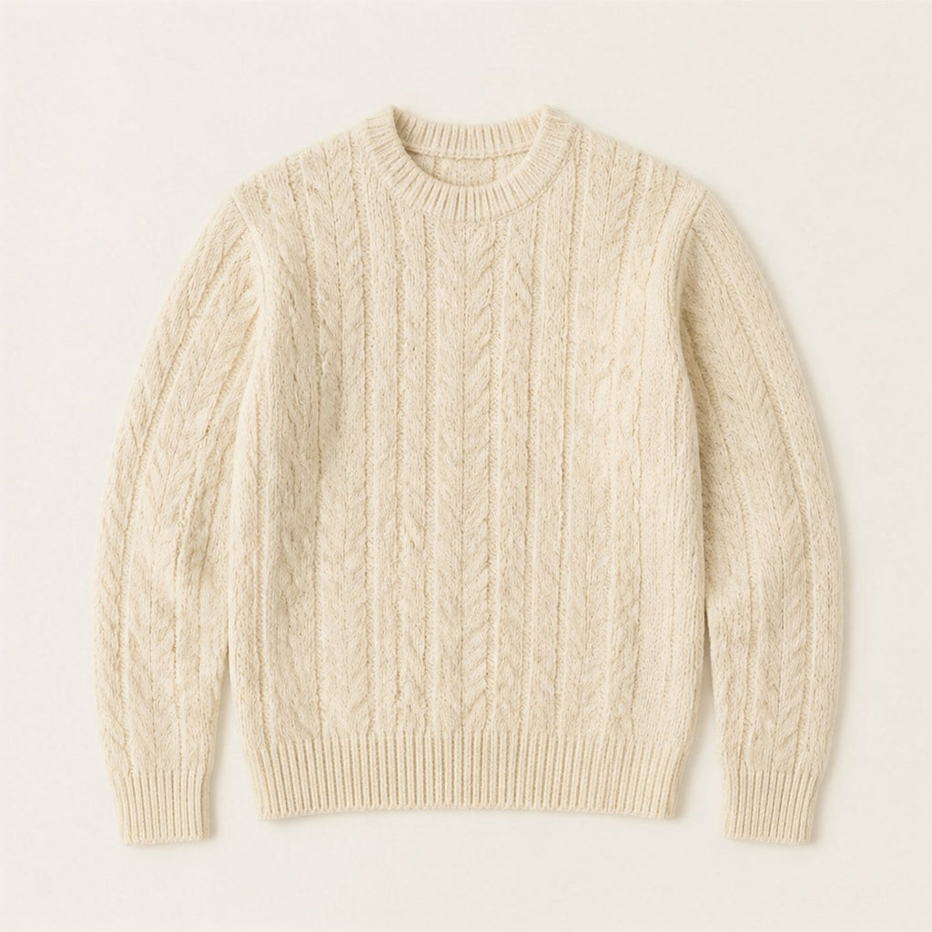 Genova Cable Knit Crew — Ecru