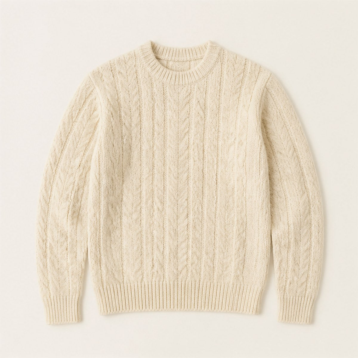Genova Cable Knit Crew — Ecru