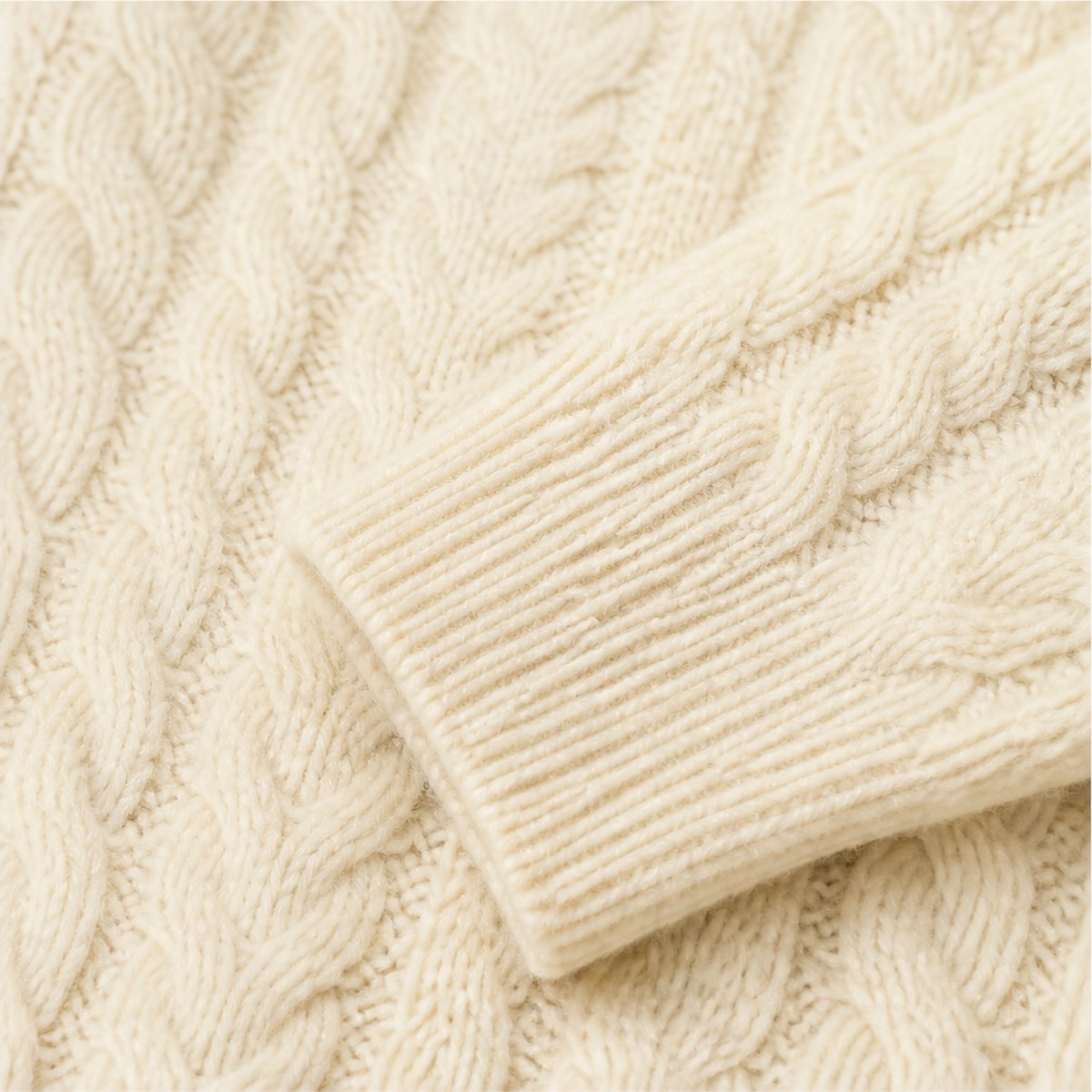 Genova Cable Knit Crew — Ecru