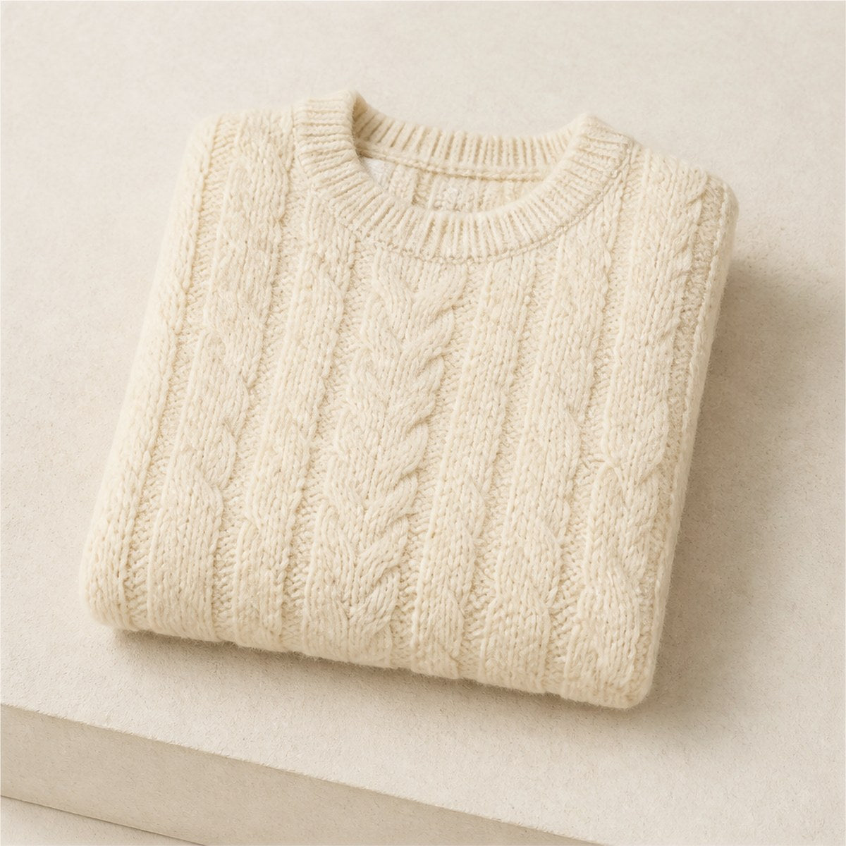 Genova Cable Knit Crew — Ecru