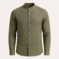 Lucca Band Collar Shirt — Olive
