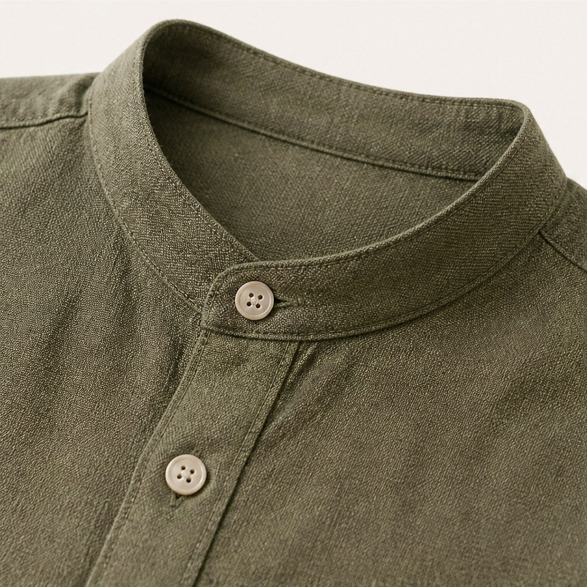 Lucca Band Collar Shirt — Olive
