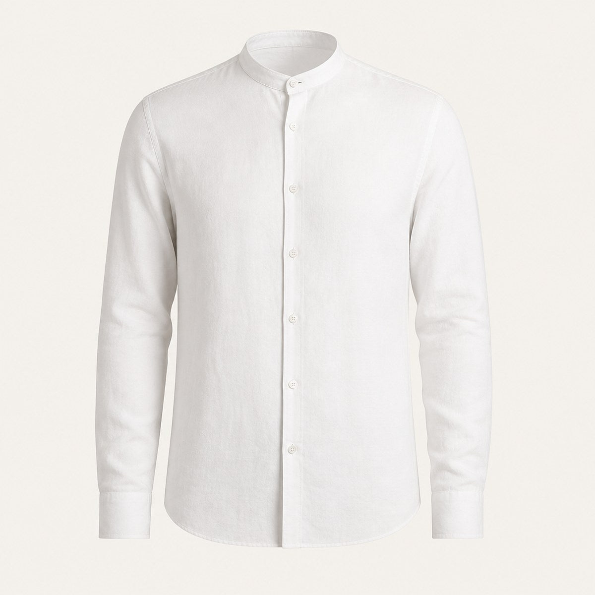 Lucca Band Collar Shirt — White