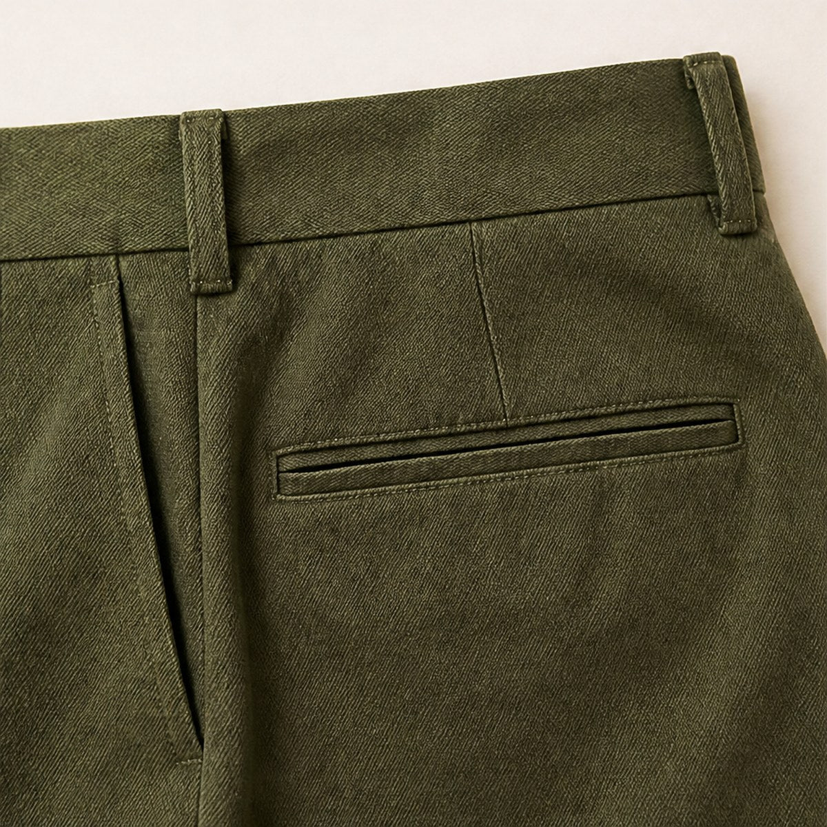 Napoli Pleated Cotton Trousers — Olive
