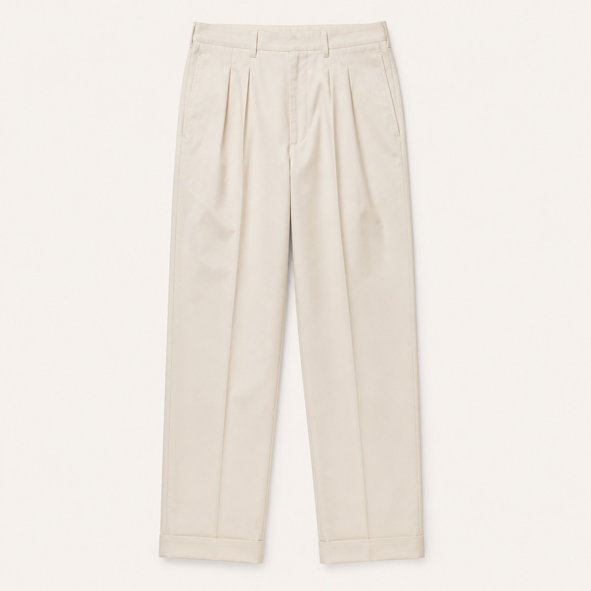 Napoli Pleated Cotton Trousers — Ecru