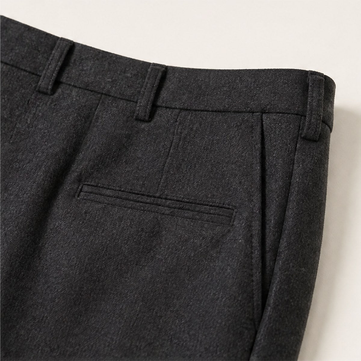 Palermo Wool Flannel Trousers — Charcoal