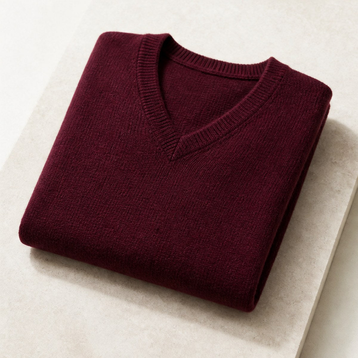 Trento Cashmere V-Neck — Burgundy