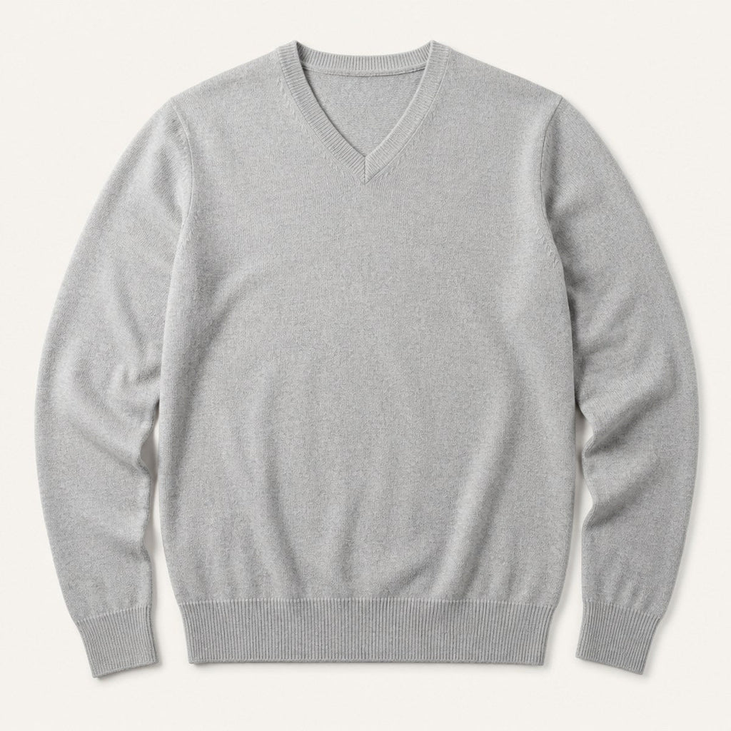 Trento Cashmere V-Neck — Light Grey