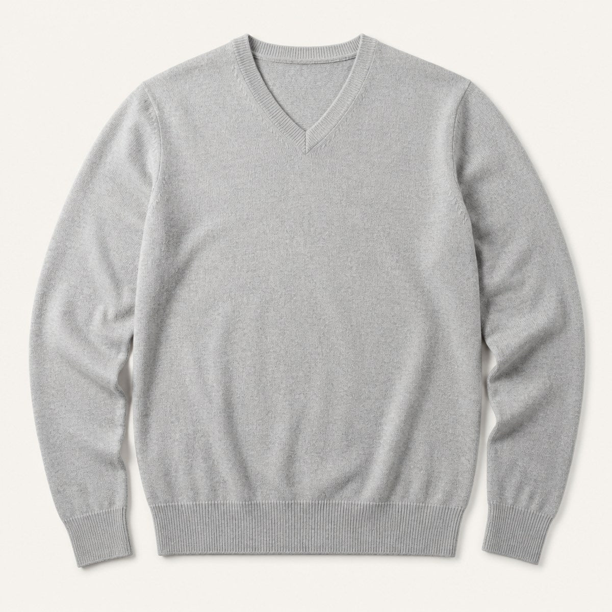 Trento Cashmere V-Neck — Light Grey