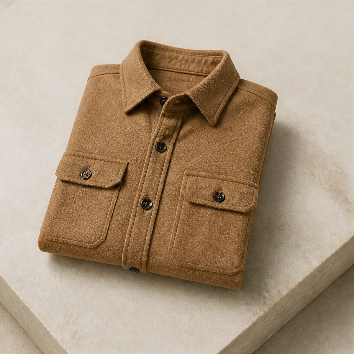 Verona Wool Overshirt — Camel